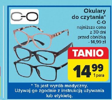 Okulary do czytania C-O promocja w Carrefour