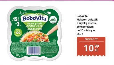 Makaron  gwiazdki z szynką w sosie pomidorowym po 15 miesiącu BoboVita promocja w Biedronka