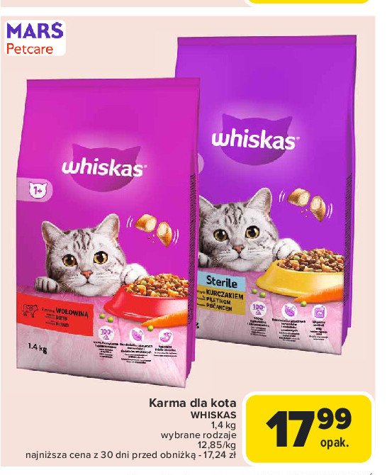 Karma dla kota z kurczakiem Whiskas sterile promocja w Carrefour Market