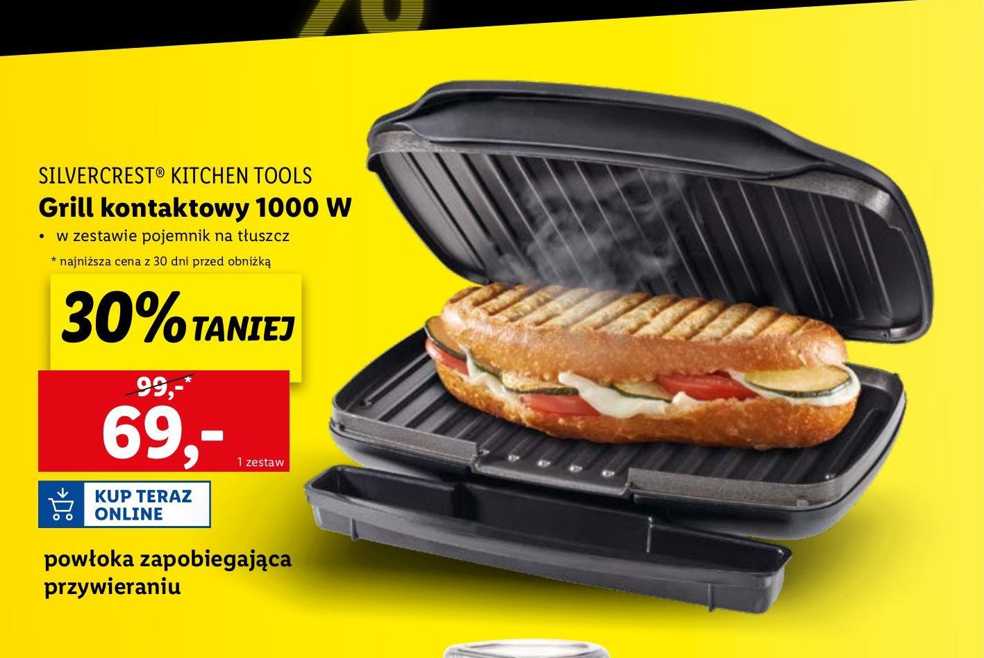 Grill kontaktowy 1000 w Silvercrest promocja w Lidl