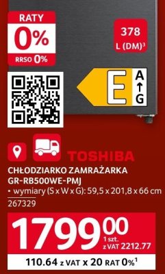 Chłodziarka TOSHIBA CHŁODZIARKA/ZAMRAŻARKA GR-RB500WE-PMJ promocja w Selgros