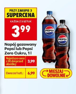 Napój gazowany Pepsi 1 l promocja w Biedronka