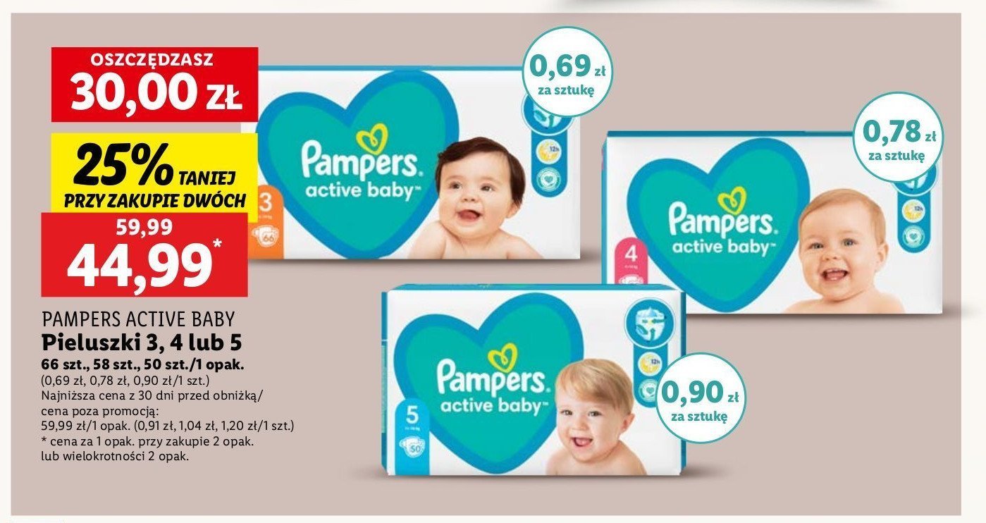 Pieluszki dla dzieci midi Pampers active baby promocja