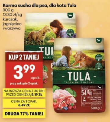 Karma sucha dla psa, dla kota Tula 300 g kurczak, jagnięcina i warzywa promocja w Delikatesy Centrum