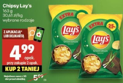 Chipsy Lay's 163g promocja w Delikatesy Centrum