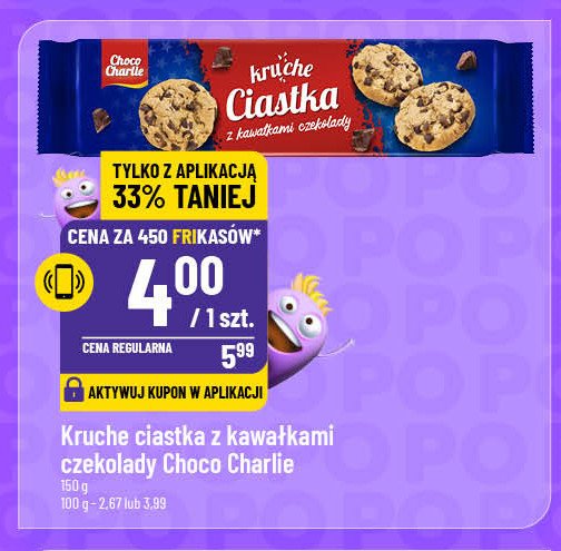 Kruche ciasteczka z kawałkami czekolady Choco charlie promocja w POLOmarket