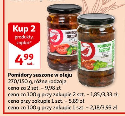 Pomidory suszone w oleju z ziołami Auchan różnorodne (logo czerwone) promocja
