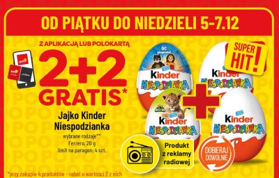 Jajko Kinder Niespodzianka wybrane rodzaje 2+2 gratis promocja w POLOmarket
