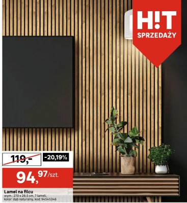 Lamel na filcu wym. 270 x 28,5 cm, 7 lameli, kolor: dąb naturalny promocja w Leroy Merlin