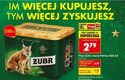 Piwo Żubr Jasne Pełne promocja w Biedronka