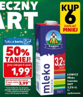 Mleko Łowicz mleko łowickie UHT 3,2% tł. 1L promocja w Kaufland