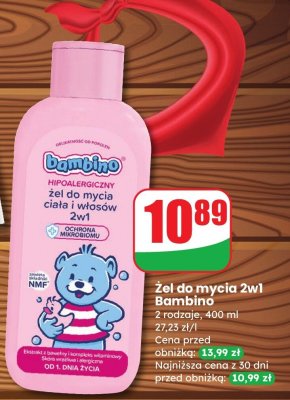 Żel do mycia 2w1 Bambino różne rodzaje promocja w Dino