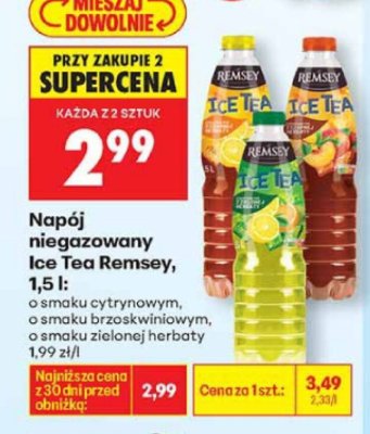 Napój niegazowany Ice Tea Remsey, 1,5 l o smaku cytrynowym promocja w Biedronka