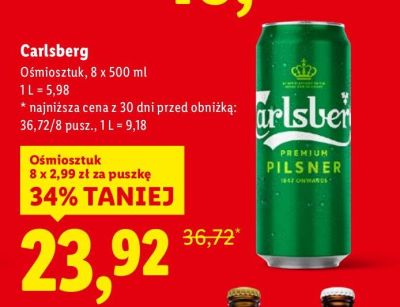 Piwo Carlsberg 8x500 ml promocja w Lidl