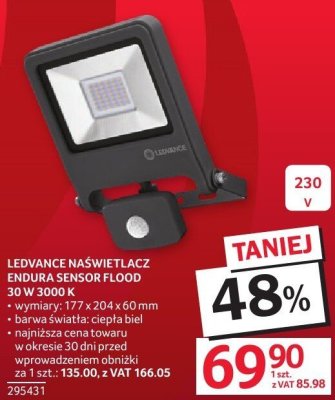 Naświetlacz LEDVANCE ENDURA SENSOR FLOOD 50 W 3000 K promocja w Selgros