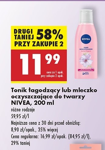 Tonik łagodzący cera sucha i wrażliwa Nivea face essentials promocja w Biedronka