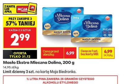 Masło Ekstra Mleczna Dolina, 200 g promocja w Biedronka