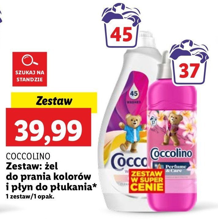 Żel do prania kolorów + płyn do płukania Coccolino promocja