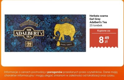 Herbata czarna Earl Grey Adalbert's Tea promocja w Biedronka