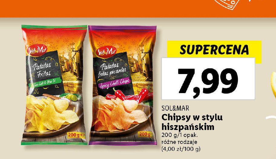 Chipsy w stylu hiszpa艅skim solone Sol&mar promocja