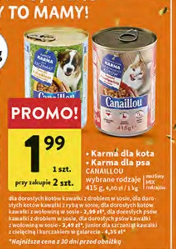 Pokarm dla psa junior z drobiem Canaillou promocja