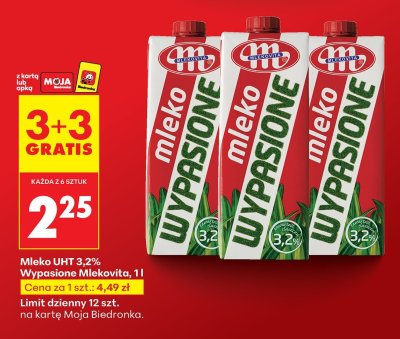 Mleko UHT 3,2% Wypasione 1l promocja w Biedronka
