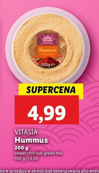 Hummus green tea Vitasia promocja w Lidl
