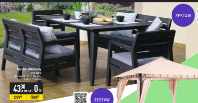 Zestaw mebli ogrodowych delano 2x sofa 2 os. + 2 x fotel + stół promocja
