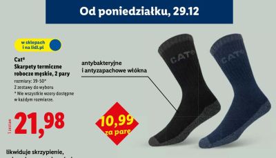Skarpety termiczne robocze męskie, 2 pary promocja w Lidl