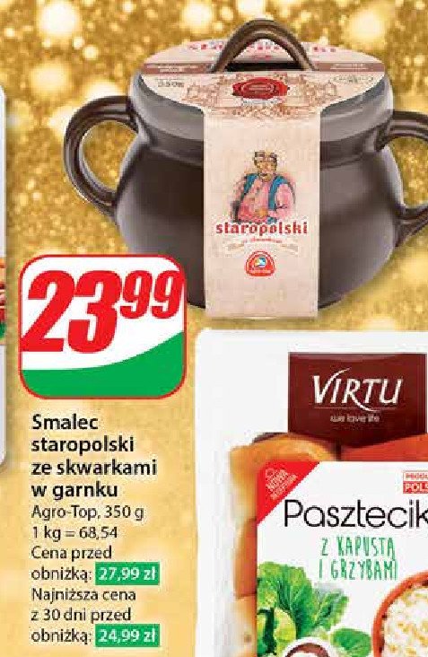 Smalec staropolski ze skwarkami w garnku Agro-top promocja