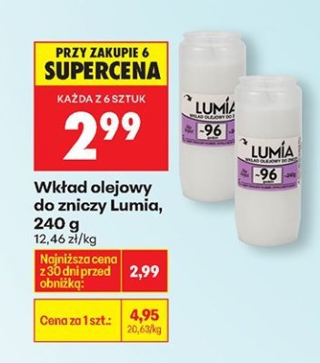 Wkład olejowy do znicza Lumia, 240 g promocja w Biedronka