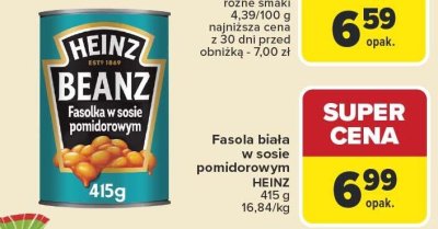 Fasola biała w sosie pomidorowym Heinz promocja w Carrefour Market