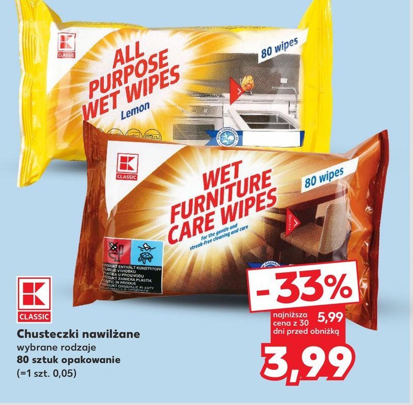 Chusteczki nawil偶ane do mebli K-classic promocja