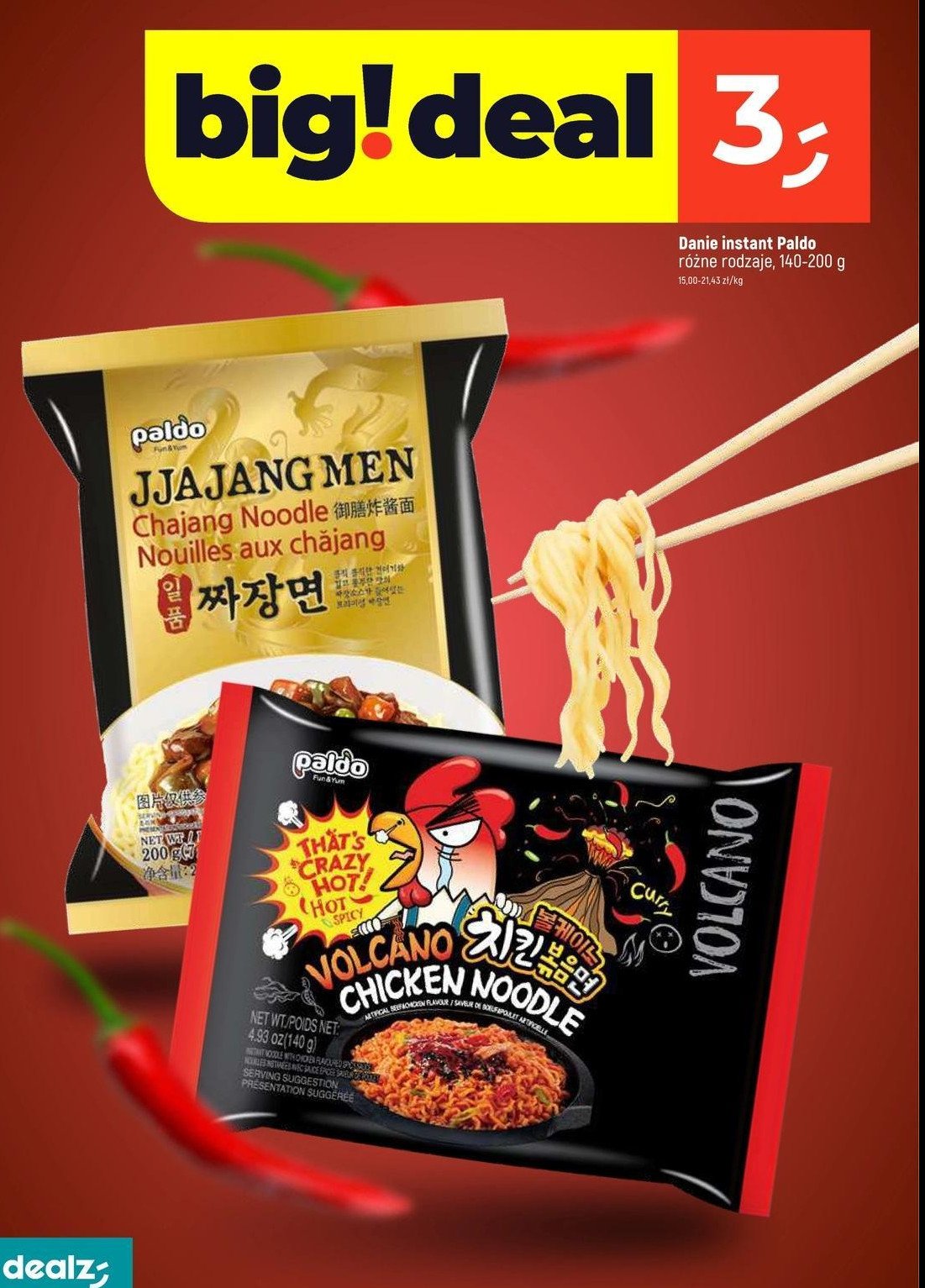 Danie makaron ramen jjajang men PALDO promocja