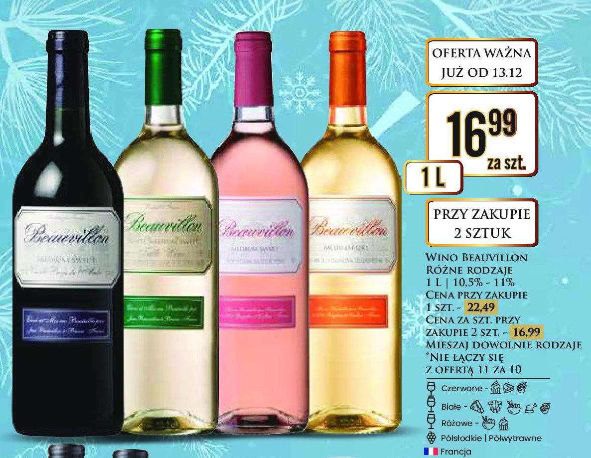 Wino Beauvillon medium dry promocja