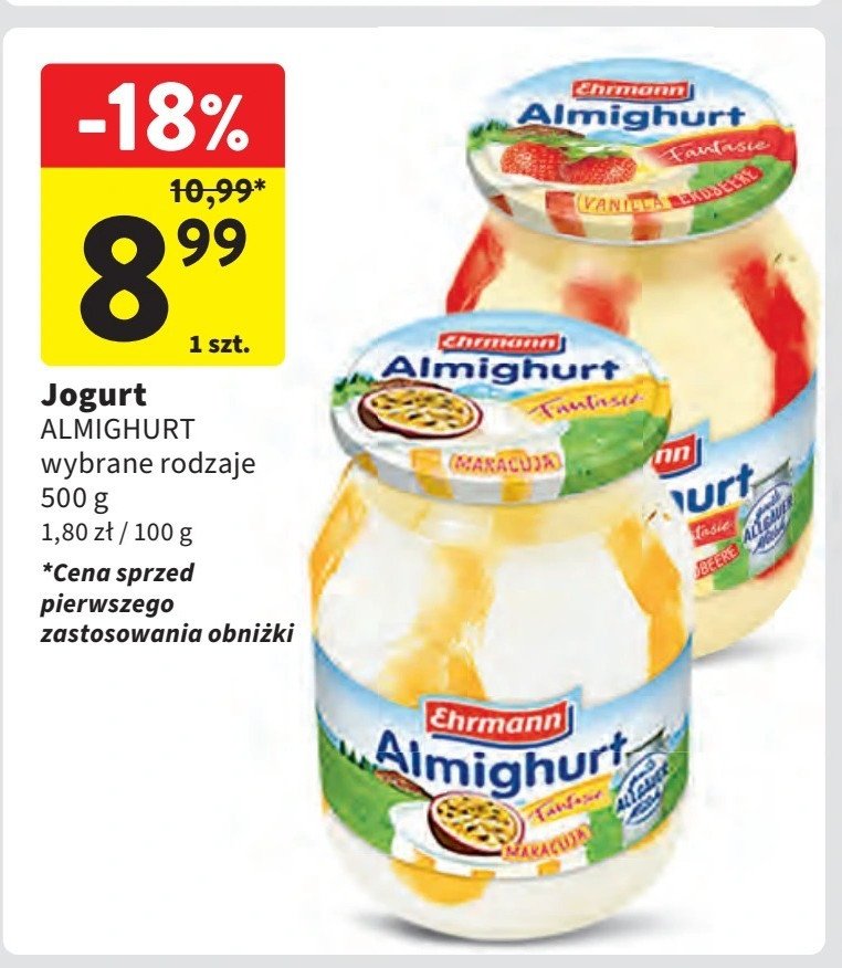 Jogurt fantasia waniliowo truskawkowy Ehrmann almighurt promocja