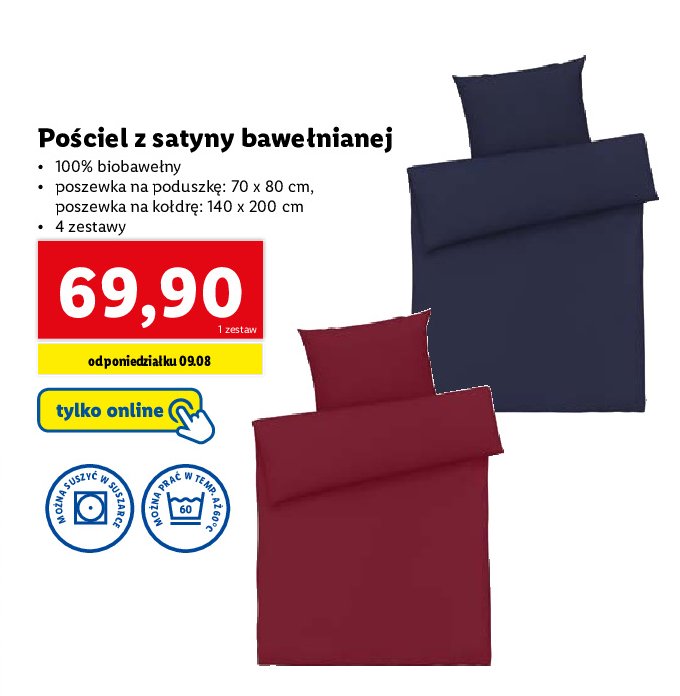 Komplet po艣cieli, satyna 140 x 200 cm + 1 x 70 x 80 cm promocja