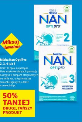 Mleko Nan OptiPro 2, 3, 4 lub 5 DRUGI -50% promocja w Lidl