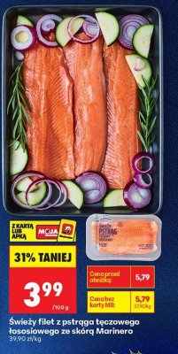 Świeży filet z pstrąga tęczowego łososiowego ze skórą  promocja w Biedronka