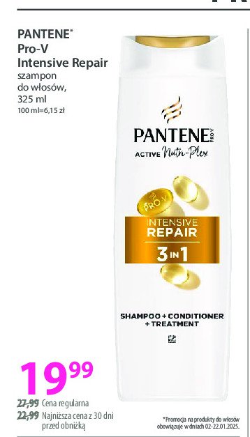 Szampon i odżywka 3w1 intensive reapir Pantene pro-v promocja w Hebe