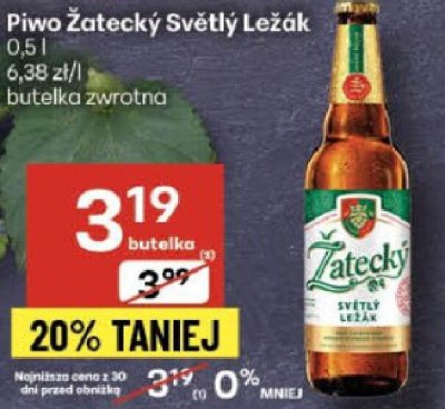 Piwo Żatecky Světlý Ležák 0,5 l butelka zwrotna promocja w Delikatesy Centrum