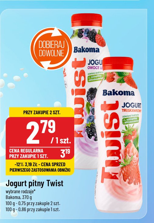 Jogurt owoce leśne Bakoma twist promocja