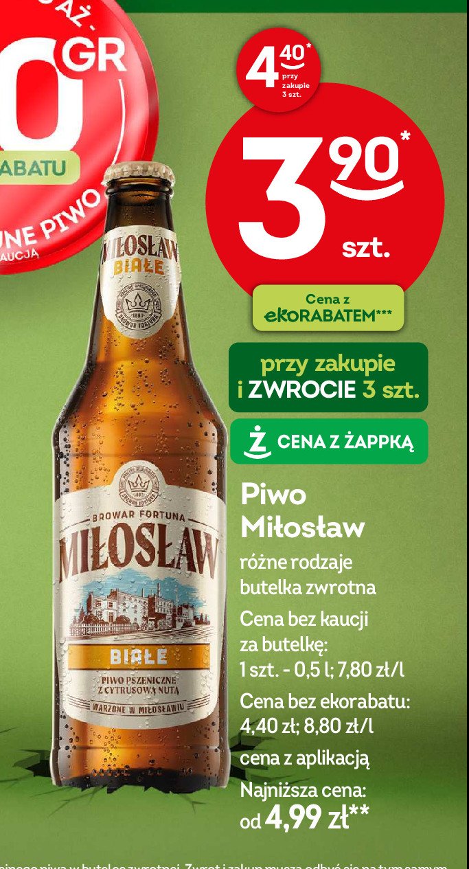 Piwo Miłosław białe promocja w Żabka