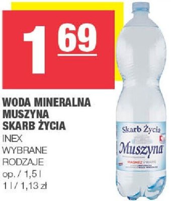Woda mineralna Muszyna Skarb Życia Inex wybrane rodzaje promocja w SPAR
