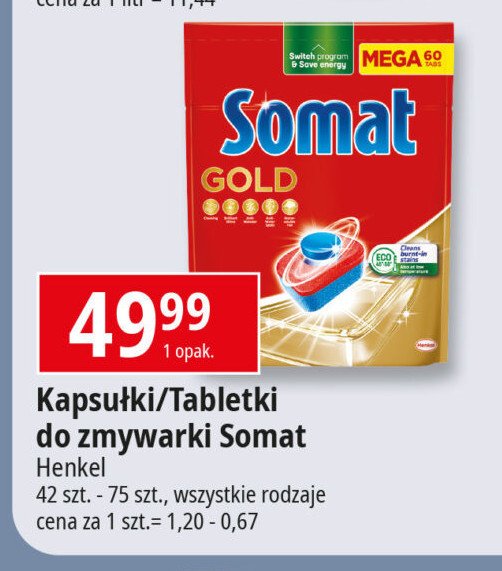 Kapsułki do zmywarki Somat excellence premium 5in1 promocja w Leclerc