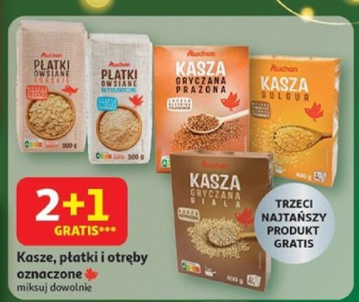 Kasze, płatki i otręby 2+1 gratis Auchan promocja w Auchan