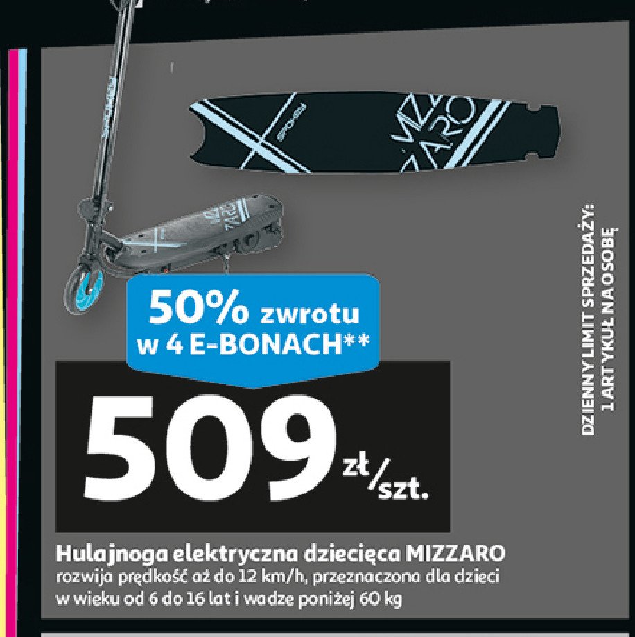 Hulajnoga mizzaro czarno-niebieska Spokey promocja w Auchan