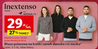 Bluza polarowa na krótki zamek damska lub męska Inextenso promocja w Auchan