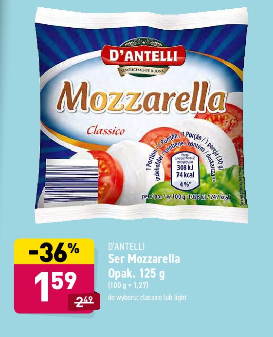 Ser mozzarella light D'antelli promocja