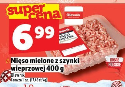 Mięso mielone z szynki wieprzowej 400 g Olewnik promocja w TOPAZ